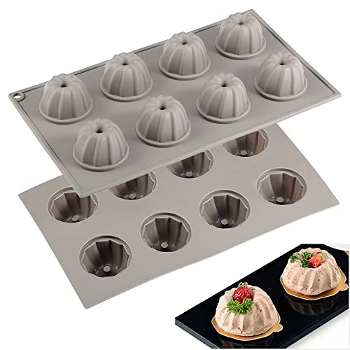 i enjoy + Silicone Mould Fluted Tube Cake Pan,2 Pack Non-Stick Baking Trays,LFGB & BPA Free Cake Tin for Cupcakes Brownies