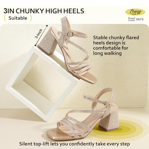 IDIFU IN3 Strappy Heels for Women Chunky Block Heels Square Toe Low Heels Wedding Prom Bride Bridal Party Dress Shoes for Women Comfortable Dressy Cute Trendy Heeled Sandals Short Thick Slingback Heels4