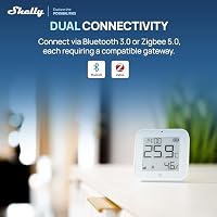Shelly BLU H&T Display ZB Weiß - Bluetooth & Zigbee Temperatur- und Luftfeuchtigkeitssensor, E-Paper-Display, Digitaluhr, Smart Home, Verschlüsselung, Fernüberwachung, Gateway Erforderlich – Ansicht 3
