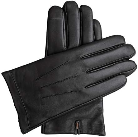 Downholme Touchscreen Leather Cashmere Lined Gloves for Men