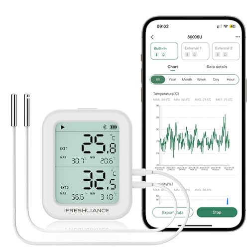 Enregistreur de données Bluetooth avec 2 sondes externes thermomètre hygromètre numérique