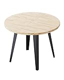 Home Heavenly® - Mesa Comedor Redonda Extensible Estilo Industrial BERGI. Mesa de 100 cm diámetro. 2 tramos extensión hasta 180 Color Roble Patas Negras