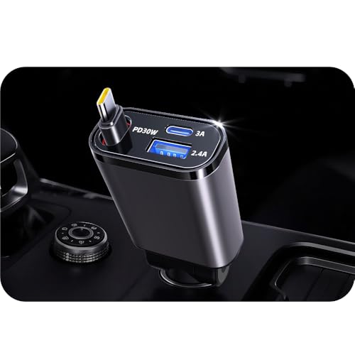 BYGD Caricatore per accendisigari 3 in 1 per auto, USB C, ricarica rapida, 30 W, compatto e universale, per auto, campeggio, viaggio