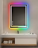oneup 24x32'' RGB Bathroom Mirror with Lights,RGB Color Changing LED Bathroom Mirror for Wall,Lighted Vanity Mirrors,Dimmable,Anti-Fog,IP54 Waterproof
