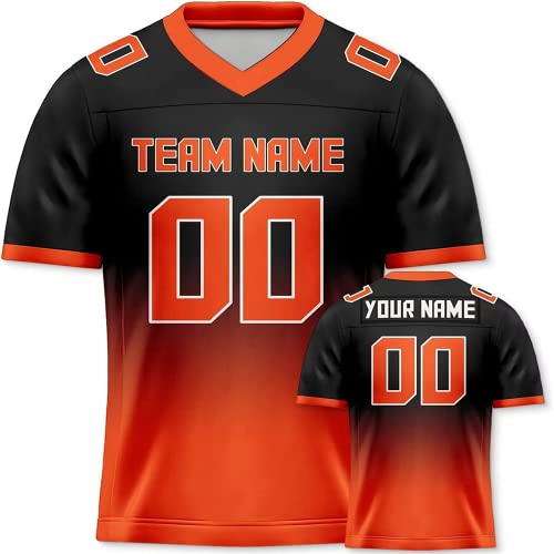 Custom Football Jersey Football Fans Gift for Men Women Youth Printed Team Name and Number (2_Black-Orange)