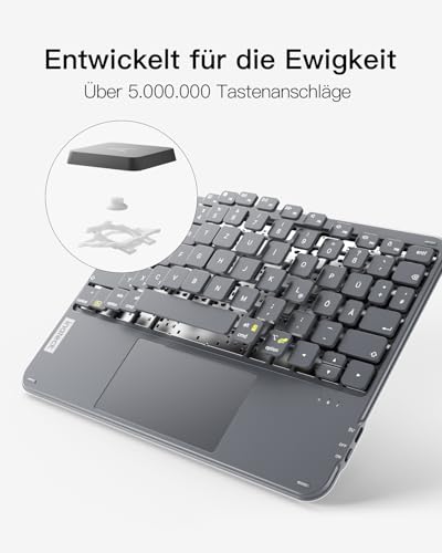 Inateck Tablet Tastatur mit Touchpad, Ultraleichte Tastatur Kabellose QWERTZ Deutsch mit Trackpad, kompatibel mit iPad/Tablet/Windows/Laptop/PC,KB01105 6