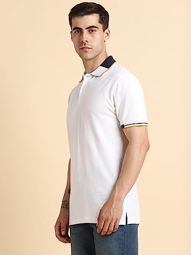 Image of Dennis Lingo Men's Regular Fit Cotton Polo Neck Solid T-Shirt