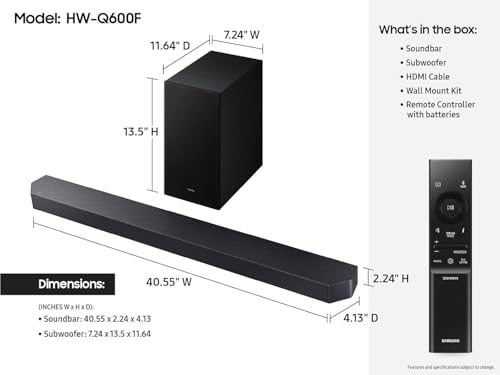 Image of Samsung B-Series Soundbar, HW-B750F 5.1 ch Subwoofer, with Wireless Subwoofer, DTS Virtual:X 3D Audio, Q-Symphony & Game Mode for Immersive TV & Movies