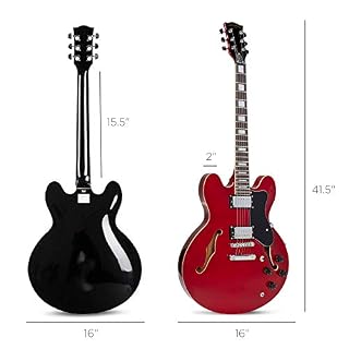 Best Choice Products Ensemble de guitare électrique semi-creuse Rouge - Les Beatles, Paul McCartney, John Lennon, RIngo Starr, George Harrison Best Choice Products Ensemble de guitare électrique semi-creuse Rouge – Image 7
