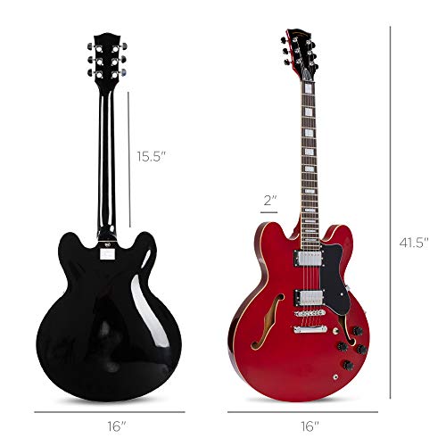 Best Choice Products Ensemble de guitare électrique semi-creuse Rouge - Les Beatles, Paul McCartney, John Lennon, RIngo Starr, George Harrison Best Choice Products Ensemble de guitare électrique semi-creuse Rouge – Image 8