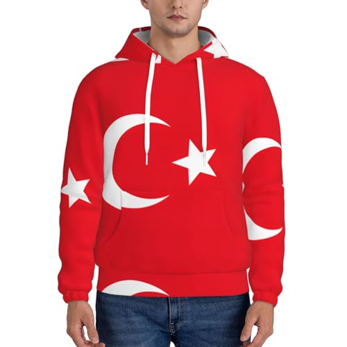 nanger Flag Of Turkey Print Men'S Casual Hooded Sweatshirt, Thin Fleece Long Sleeve Hoodie Pullover With Pocket2