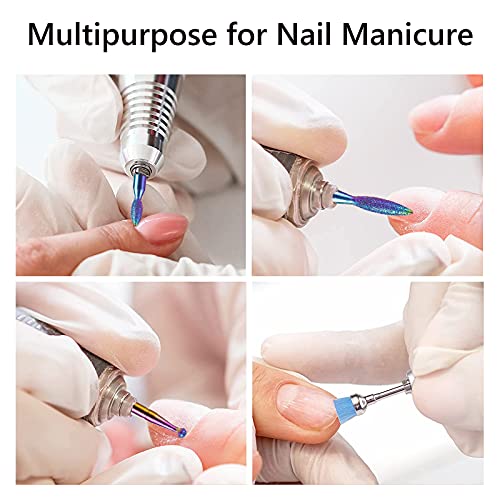 Melodysusie 10Pcs Nail Drill Bits Set, 3/32 Inch Diamond Cuticle Nail Bits Kit For Nail Drill E-File, Manicure Pedicure Remover Tools For Acrylic Gel Nails, Salon Home Nail Care Supplies, Rainbow #TOP2
