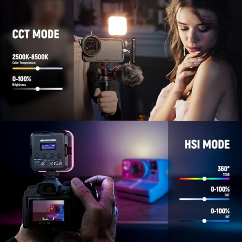 image for NEEWER Magnetic RGB Camera Light, 360° Full Color RGB61 Small LED Pan