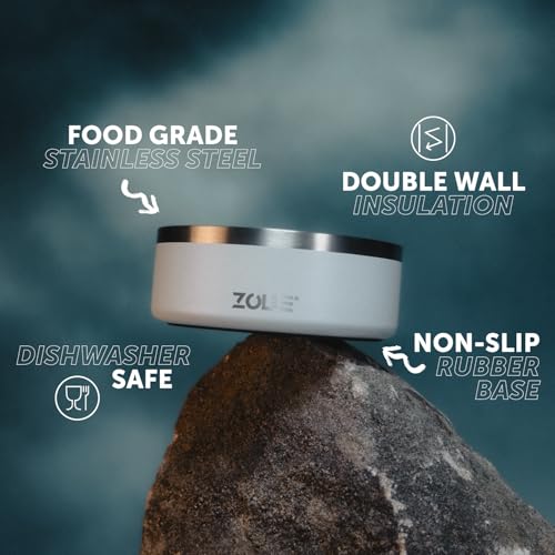 Zolle® 32Oz Stainless Steel Dog Slow Feeder Bowl | Heavy-Duty Non-Slip, Insulated Design | Promotes Healthy Digestion & Prevents Bloat | Food & Water Bowl For Dogs - 3