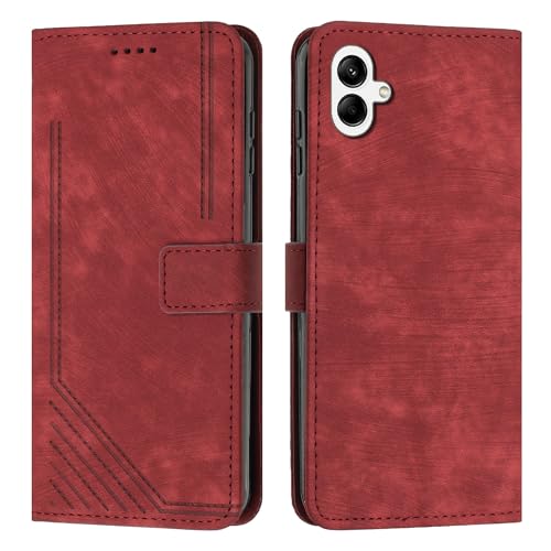 Étui portefeuille rouge avec dragonne pour Samsung Galaxy A05