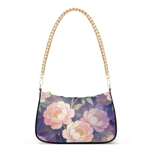 Sac à dos bandoulière rose pâle au motif floral vintage doté de multiples poches pour femme