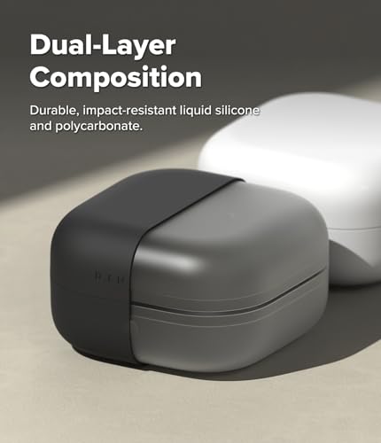 Ringke Silicone für Samsung Galaxy Buds 4 Pro / 4 Hülle, Weiche Beschichtung Flüssig Silikon Kratzfest Stoßfest SchutzHülle mit Karabiner - Black