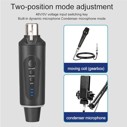 Microphone XLR Transmitter and Receiver 48V UHF Mic System for Audio Mixer Electric Guitar Bass Rechargeable Dynamic Microphone Transmitters Receivers miniatura 5