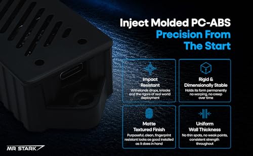 Caja premium para ESP32, paquete de 2 unidades, moldeada por inyección, con passthrough (negro) | Ranuras de ventilación, orejas de montaje, tapa de cierre por presión, material PC-ABS, compatible con tarjetas ESP-WROOM-32 de 30 pines miniatura 3