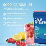 Calm Cortisol Super Drink Packets, Magnesium Glycinate Powder, Sugar-Free, with Ashwagandha, L theanine, Vitamin D, Raspberry Lemonade Electrolytes Packets, 20 Sticks - Image 2