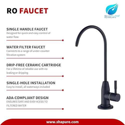 Image of Premium 304 Grade Steel Faucet for RO Water Purifier | 100% Lead-Free | Enhance Your Water Filtration Experience (Black Faucet SS304)
