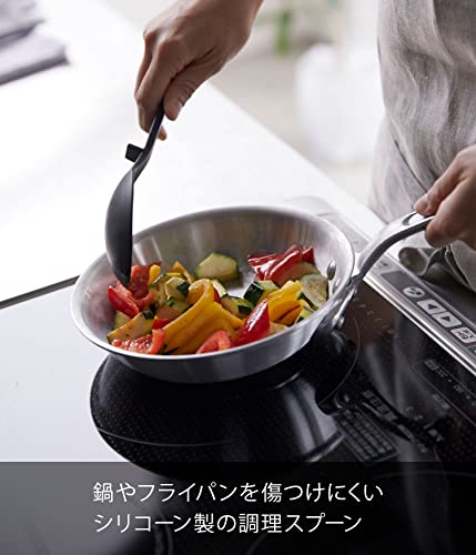 Yamazaki-Industries-4273-Tower-Collection-Silicone-Cooking-Spoon-Black-Approx-W-28-x-D-12-x-H-102-inches-7-x-3-x-26-cm-With-Measurement-Marking-Heat-Resistant