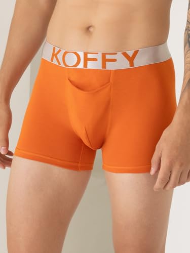 Image of KOFFY Men's Malleable Cotton Lycra Long Trunk with Minus Cutting Pouch I Wrinkle Free I Moisture Wicking Technology