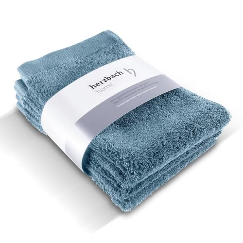 herzbach home Gästehandtuch 3er Set 30 x 50 cm (Graublau) – Hochwertige,...