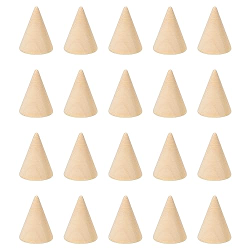 PATIKIL 25x20mm Natural Wood Cone Ring Holder