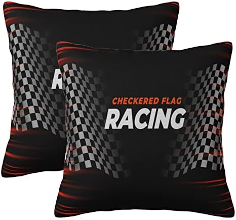 Limhibu Race Car Throw Pillow Covers 18x18 Inch Farmhouse Home Room Decor for Bedroom Living Room Sofa Car Cushion Pillow Case Checkered Racing Flag CBGHH6534