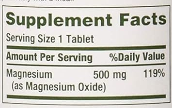 Nature's Bounty Magnesium 500mg, 100 Count, Pack of 2