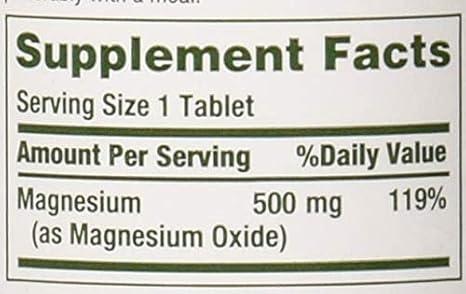 Nature's Bounty Magnesium 500mg, 100 Count, Pack of 2