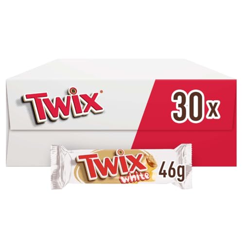Twix White, Barritas de Chocolate Blanco con Galleta y Caramelo, Multipack, Perfecto para Regalo Navidad y Dulces, 30 x 46 g