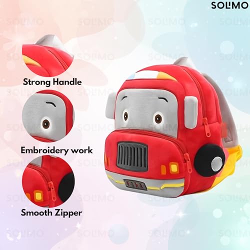 Image of Amazon Brand - Solimo School Bag for Kids Boys and Girls, 14 Inch Small Backpack for Kid, 2-6 Year Old, Toddler, Unisex, Picnic, Casual, Travel, Birthday,Gift For Kids (Fire)