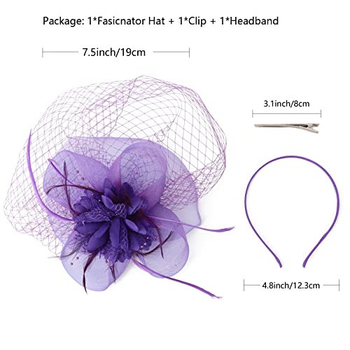 Image of DRESHOW Women Fascinator Hats Tea Party Hat Vintage Pillbox Hat Headband for Cocktail
