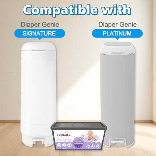 Image of Bags Refill Compatible with Genie Easy Roll Signature Diaper Pail and Platinum Diaper Pail, Upgraded 60 Bags Hold up to 2800 Newborn Diapers, Extra Thickness Powerful Odor Control, Plant Scented