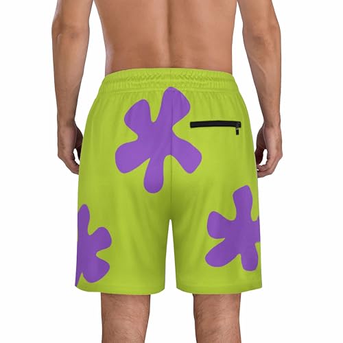 Funny Men's Swimwear Board Shorts with Compression Liner, Quick Dry Swim Trunks with Backside Zipper Pockets3
