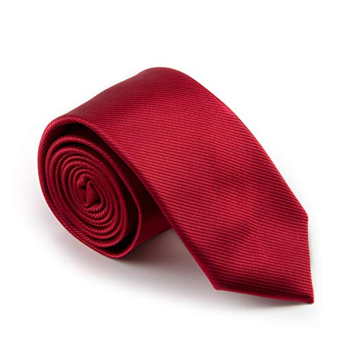 GENTSY ® Corbata Hecha a Mano para Hombre Ancho Estandar de 8 cm o Delgado 6 cm - Colores Solidos (K24 Rojo)