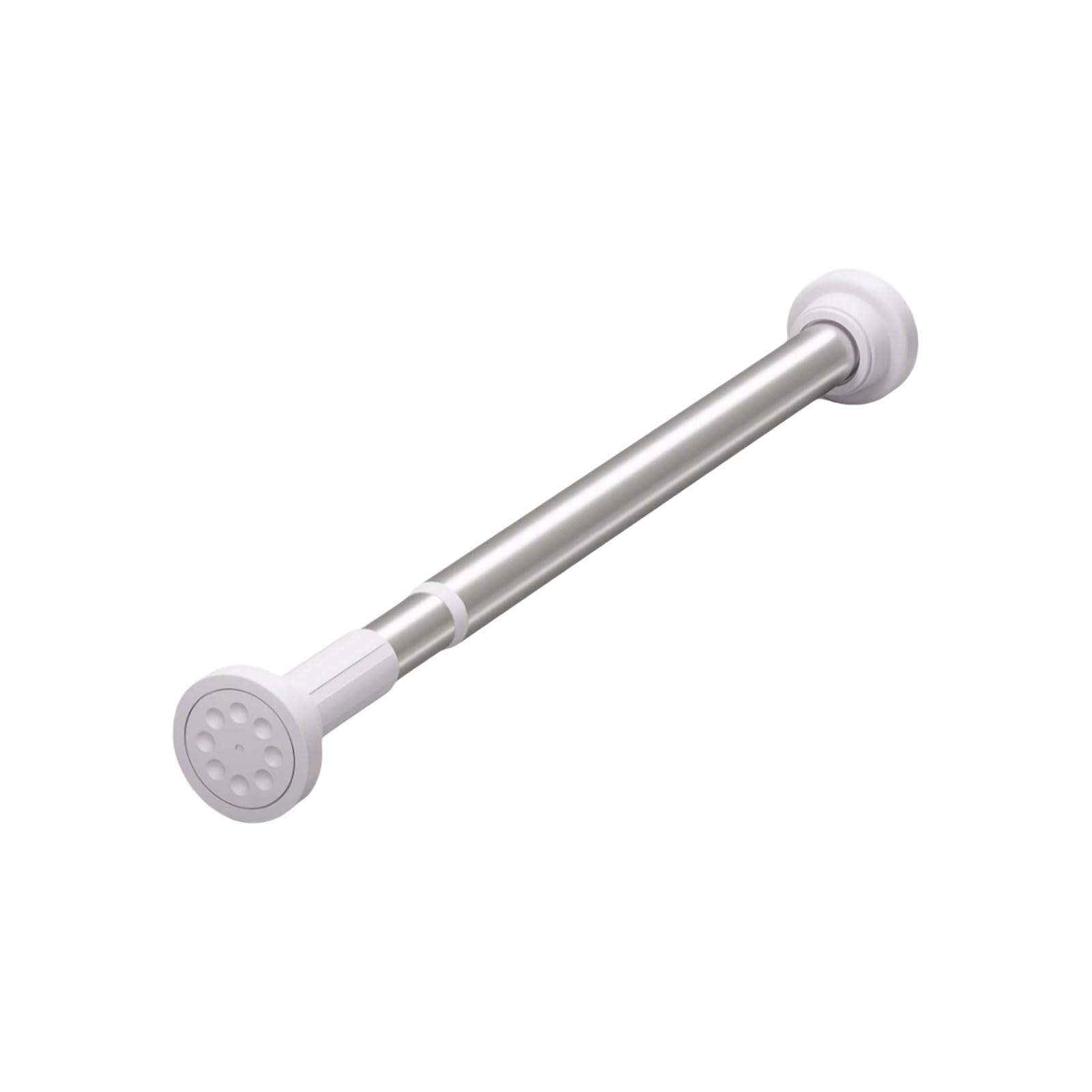 Adjustable Carbon Steel Shower Curtain Rod Retractable Sturdy Easy To Install Wardrobe Hanging Pole No Drilling Required stable(Silver,110-200cm)