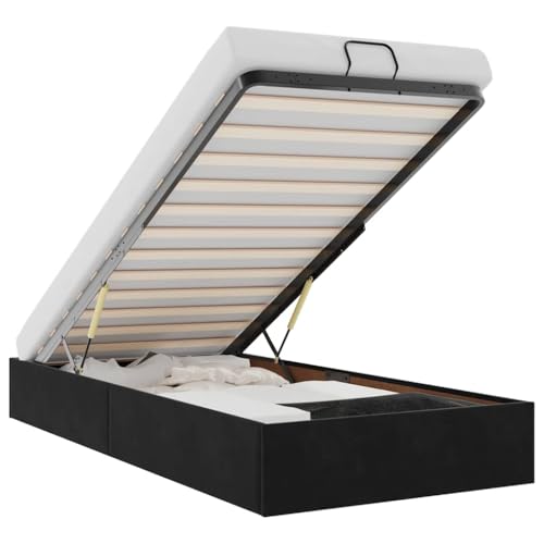 vidaXL Ottoman-Bett ohne Matratze Schwarz 100x200 cm Samt, Bettrahmen, Bettgestell mit Stauraum, Polsterbett, Bettgestell, Bettrahmen mit Stauraum
