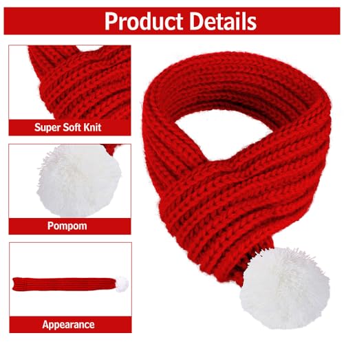 ZTA Dog Knitted Scarf for Dogs Cats Santa Red Scarf Winter Neck Warmer Pet Apparel Costume Size Small - Image 4