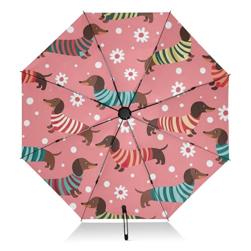 Parapluie pliable teckel compact automatique coupe-vent soleil pluie