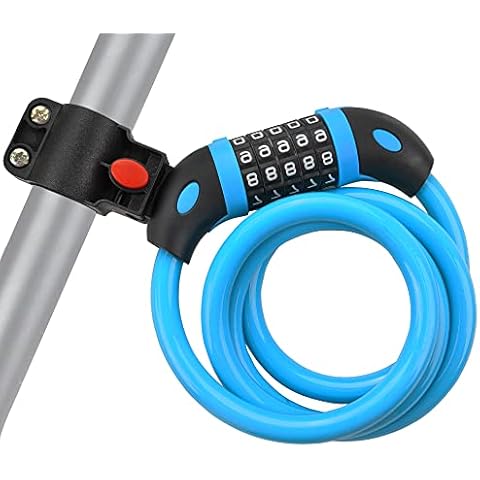 MiDoDo Bike Lock High Security 1200mm/12mm Bicycle Lock 5 Digit Combination Cycle Cable Lock with Carry Bracket Resettable Combination Bike Lock Bicycle Lock Cable for Bicycle Scooter Door Gate Fence Cover