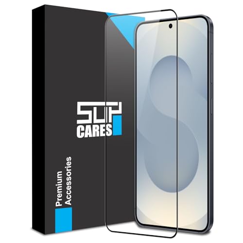 Image of SupCares Tempered Glass for Samsung Galaxy S25 (6.2 Inch) With Installation Kit | Military-Grade Gorilla Screen Protector | Edge to Edge Coverage | Black