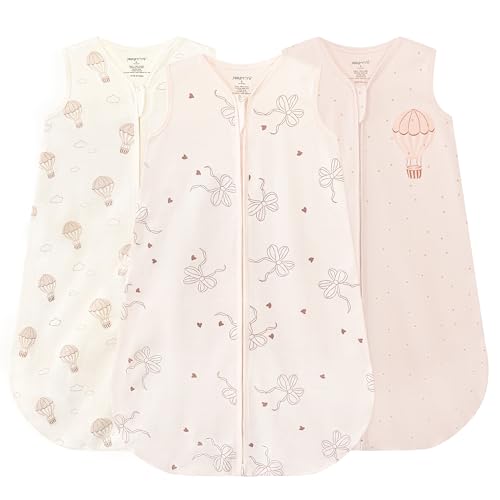 Image of JELLYMONI Baby Sleep Sack 6-12 Months, 100% Cotton 3 Pack 0.5 TOG Baby Wearable Blanket Infant Sleep Sack with 2-Way Zipper Newborn Sleep Sacks