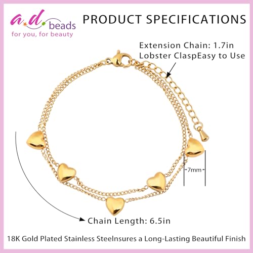 Image of 18K Gold Plated Stainless Steel Dainty Charms Colorful Crystal Birthstone Bracelet Minimalist Cute Jewelry for Women
