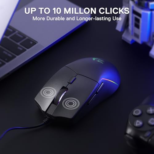 Image of Redragon M730 Wired Gaming Mouse, 10000 DPI, RGB, Programmable, Black | Ergonomic grip, dynamic vibing, tailored for Rookie Streamers & Creators, quick rapid-fire clicker enhancing