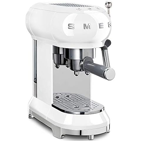 Smeg ECF01WHUK - Cafetera espresso retro, filtro acero inoxidable, sistema antigoteo, 1L, blanco Cover