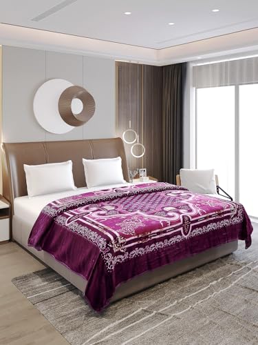 Image of Monte Carlo Regal Gold Double Bed Winter Blanket Single Ply 510 GSM | 2.5 KG (210 x 205 CM) Wine
