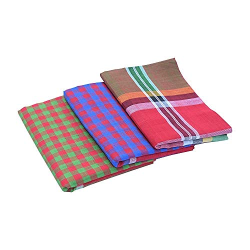 Original Beldanga Handloom Gamcha Pure Cotton Bath Towel for Men and Women Multicolour XXL Large Size (Set of 3)-image-16